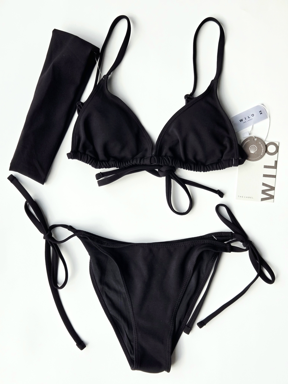 Willow Black Tie-Side Triangle Bikini Set